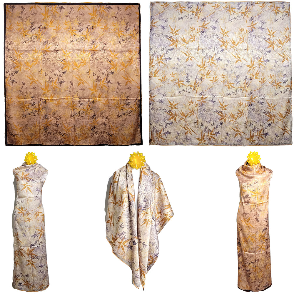 NWT Double Sided Silk Scarf 53"x53" Large Square Shawl Wrap XiangYunSha 36131